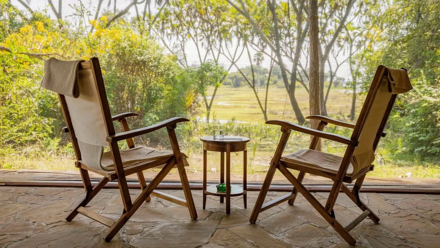 Two chairs on the tent veranda