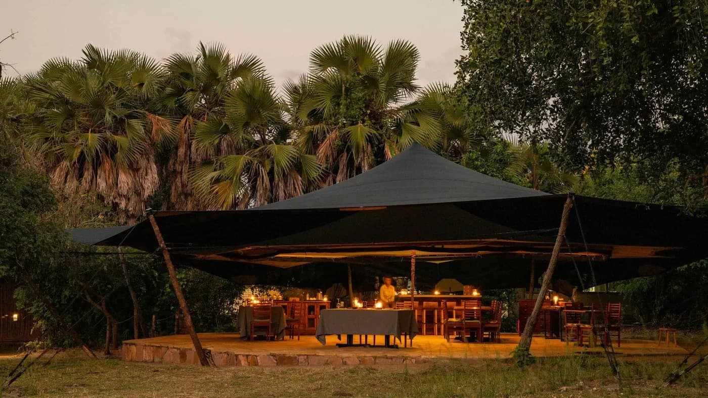 Dining area at dusk