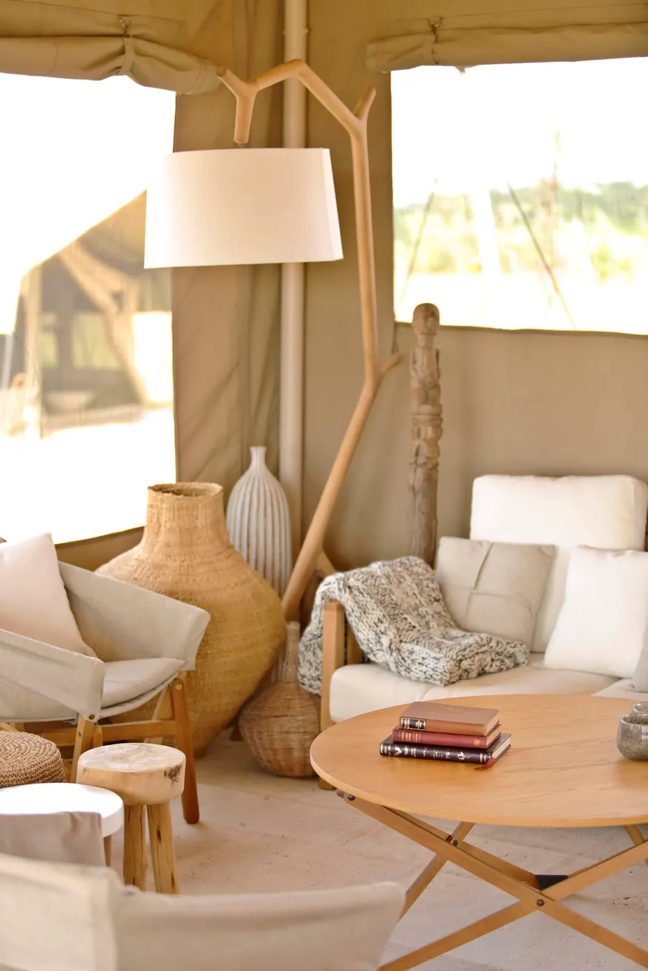 Tent lounge with books