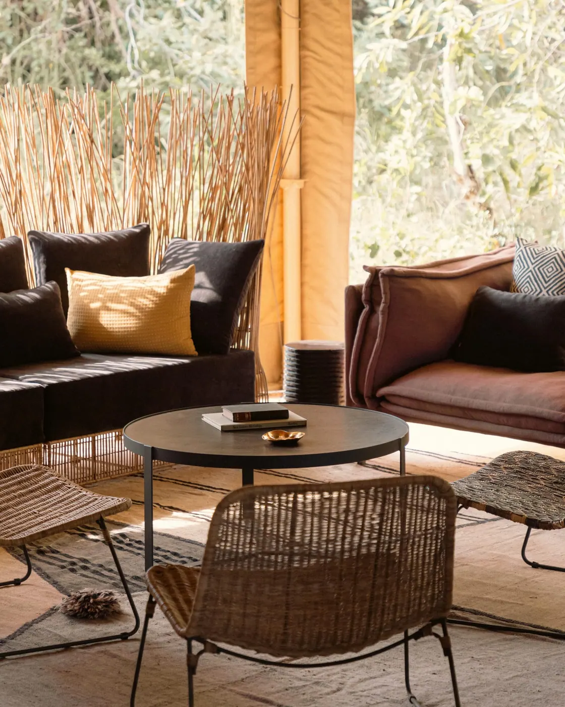 Tent lounge with sofas
