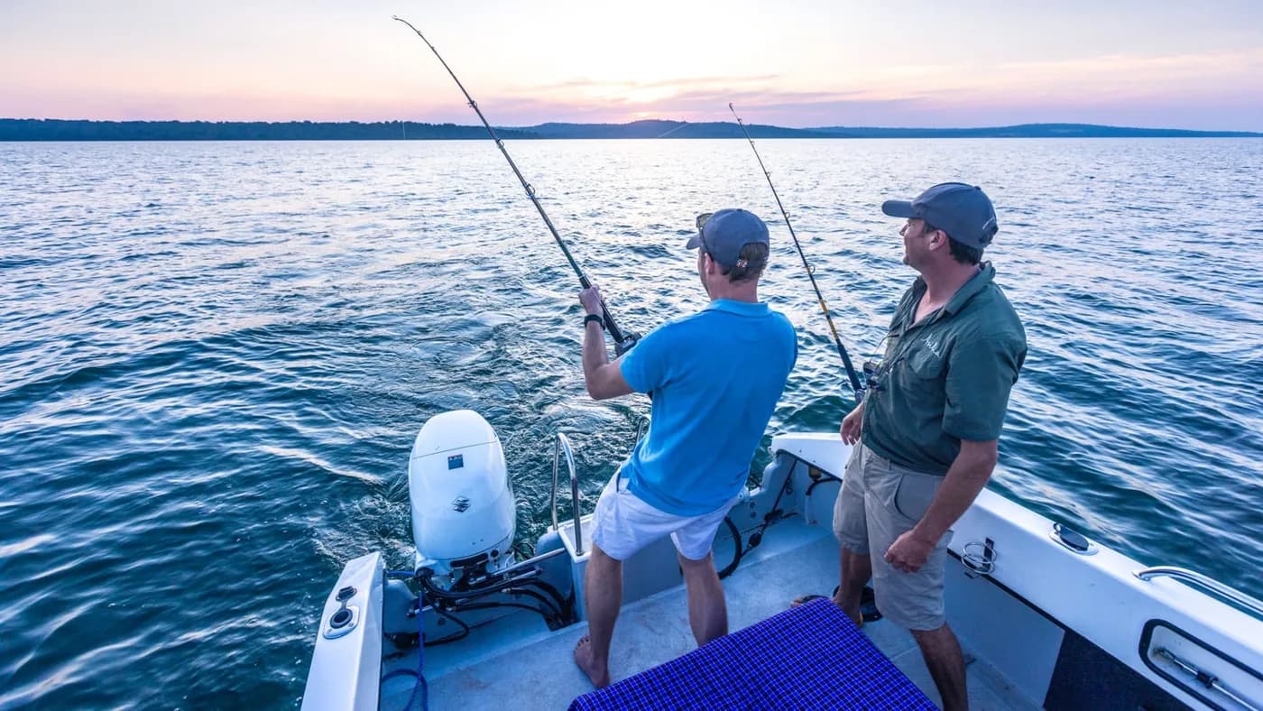 Catch-and-release fishing on the lake