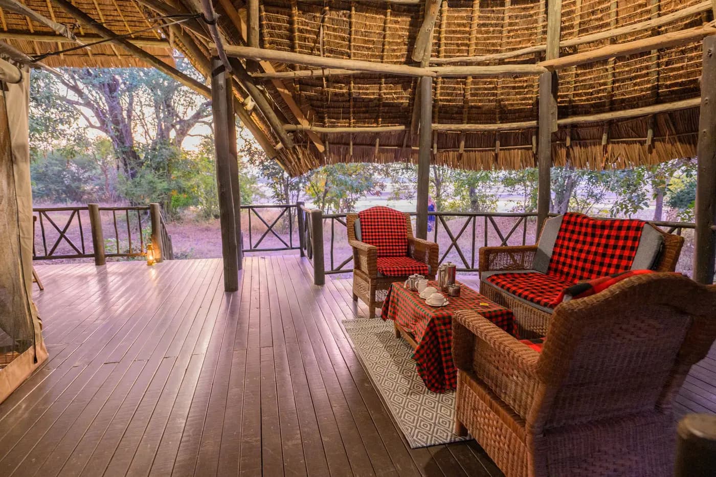 Lounge on the thatched deck