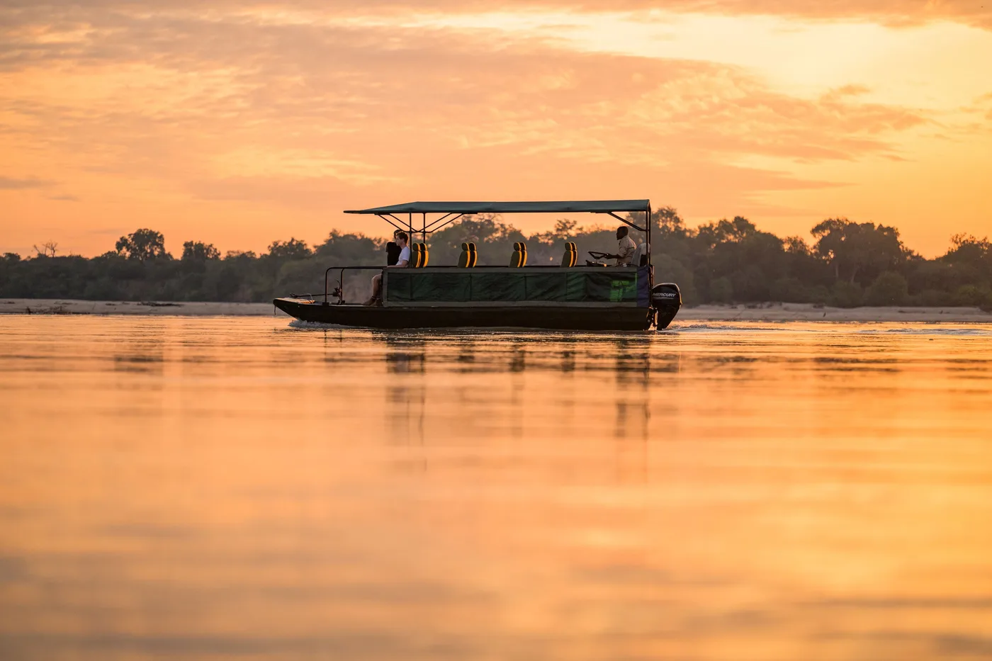 Boat safari at sunset