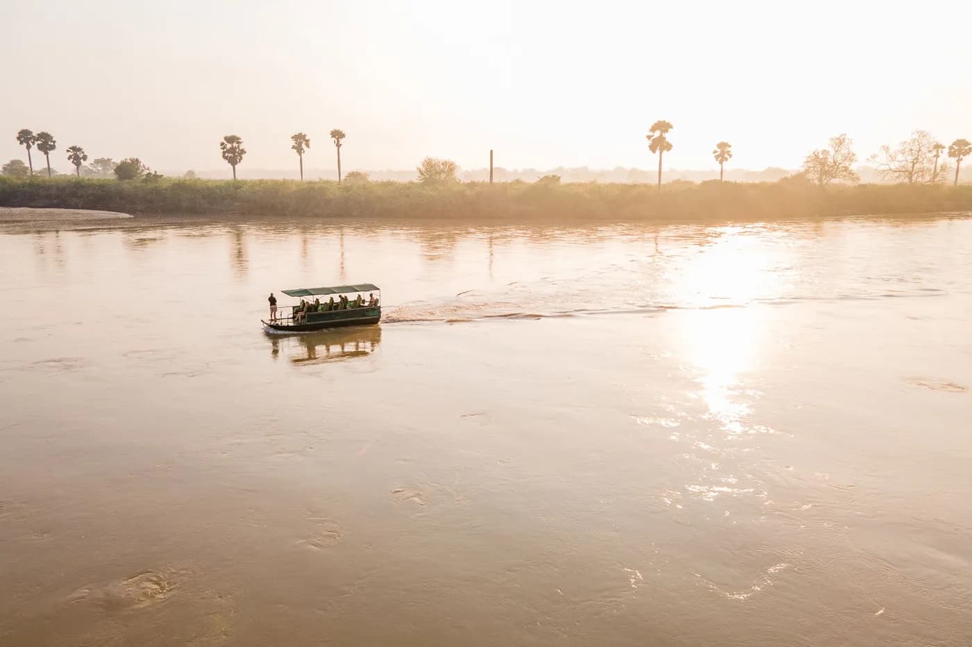 Boat on the river at golden hour