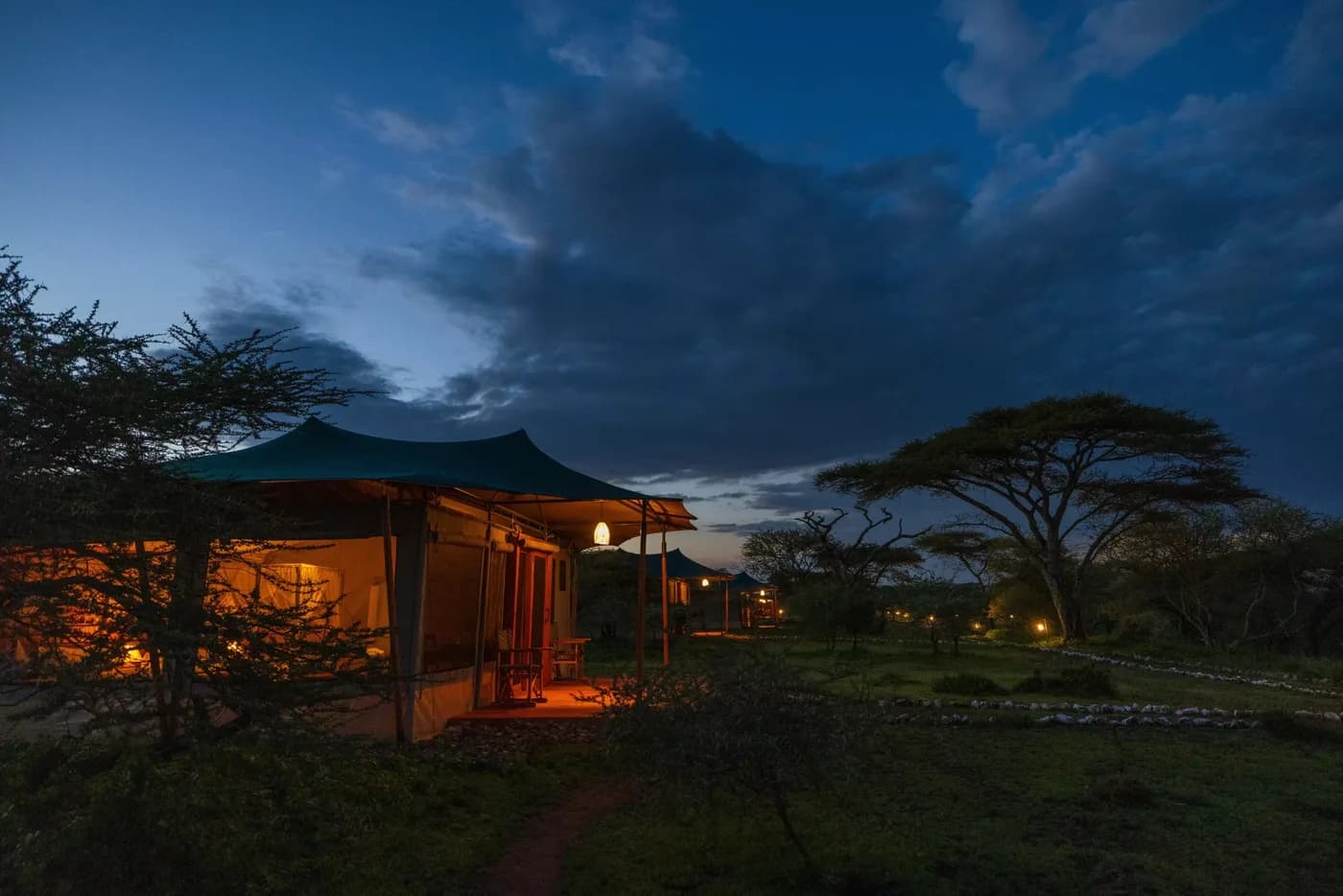 The camp under evening clouds