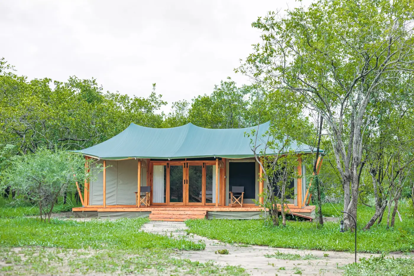A guest tent among the trees