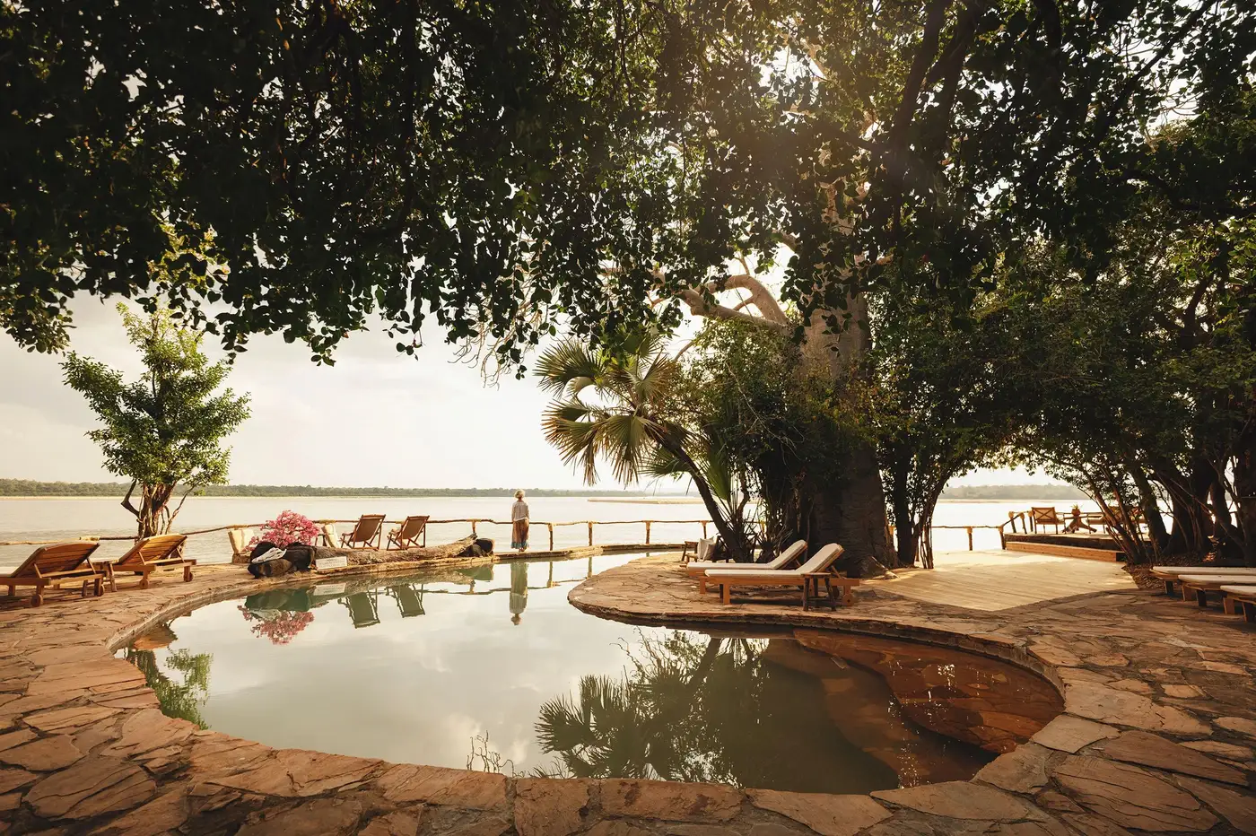 Pool set into the rocks above the river