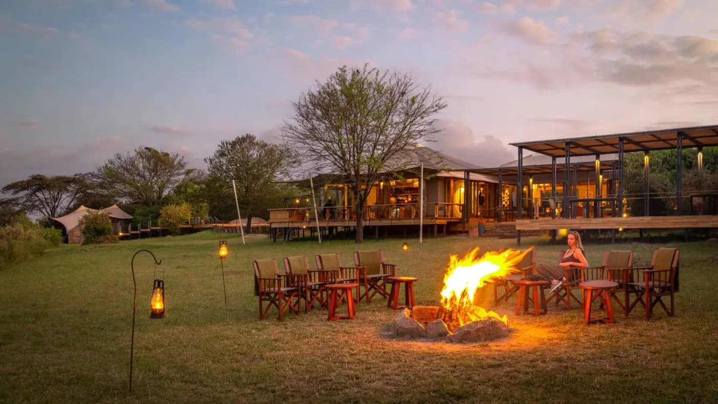 Fire pit at dusk