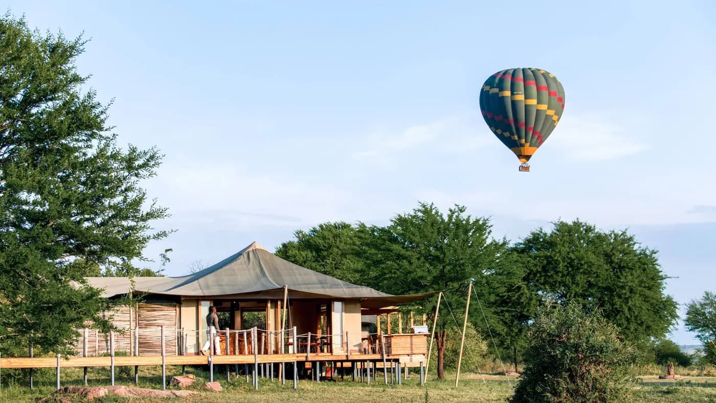 Balloon rising above the camp