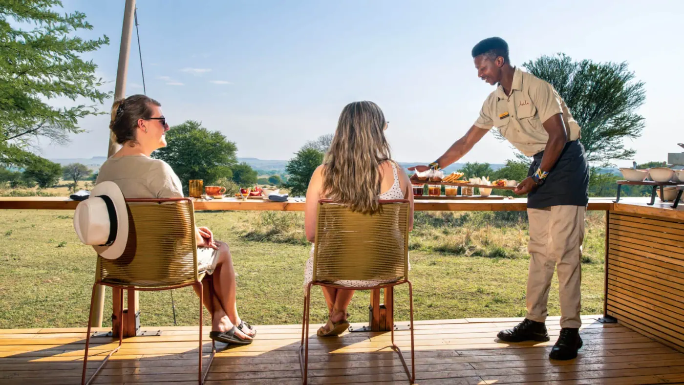 Drinks served on the deck