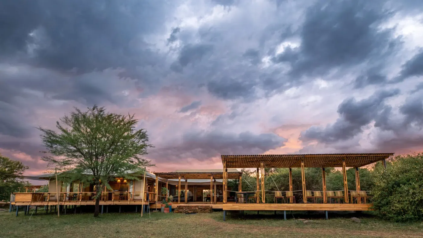 The camp at dusk