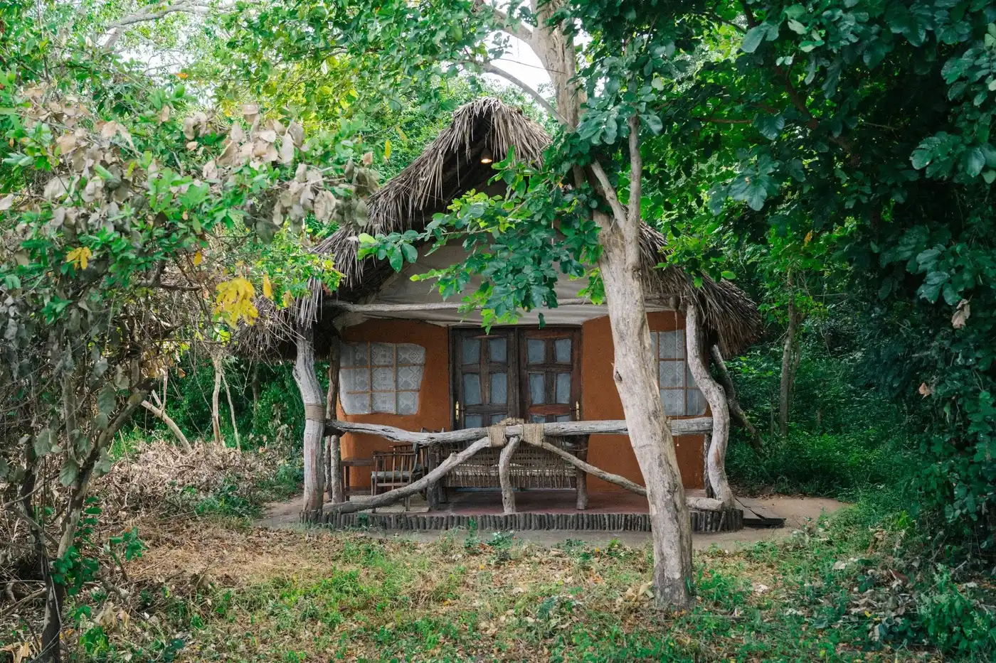 Mud-hut cottage among the trees