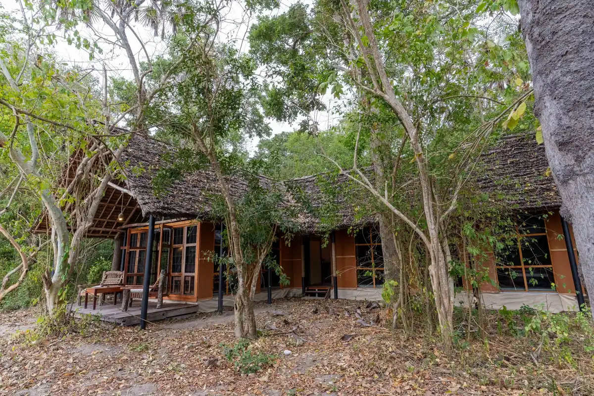 Mud-hut cottages in the riverine forest
