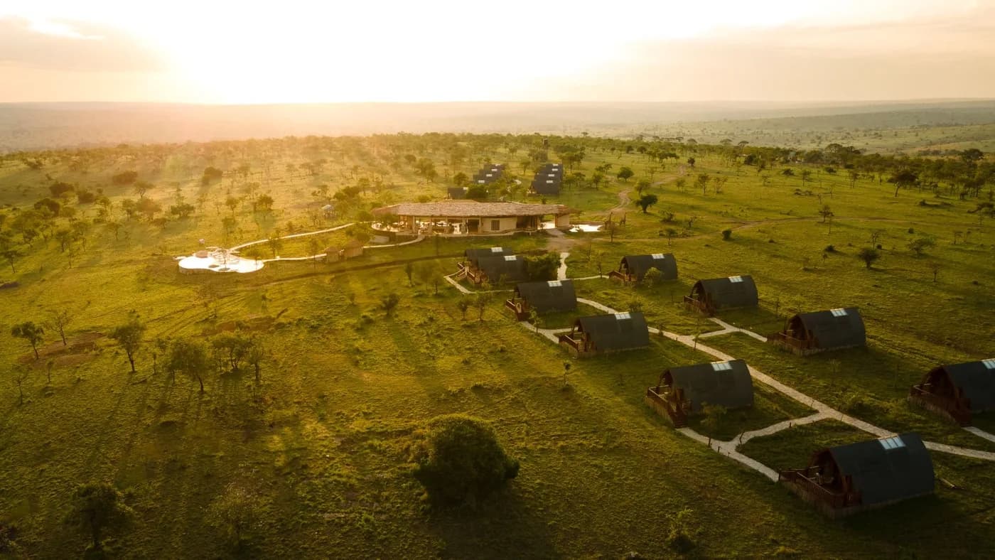 The lodge on the plains from the air