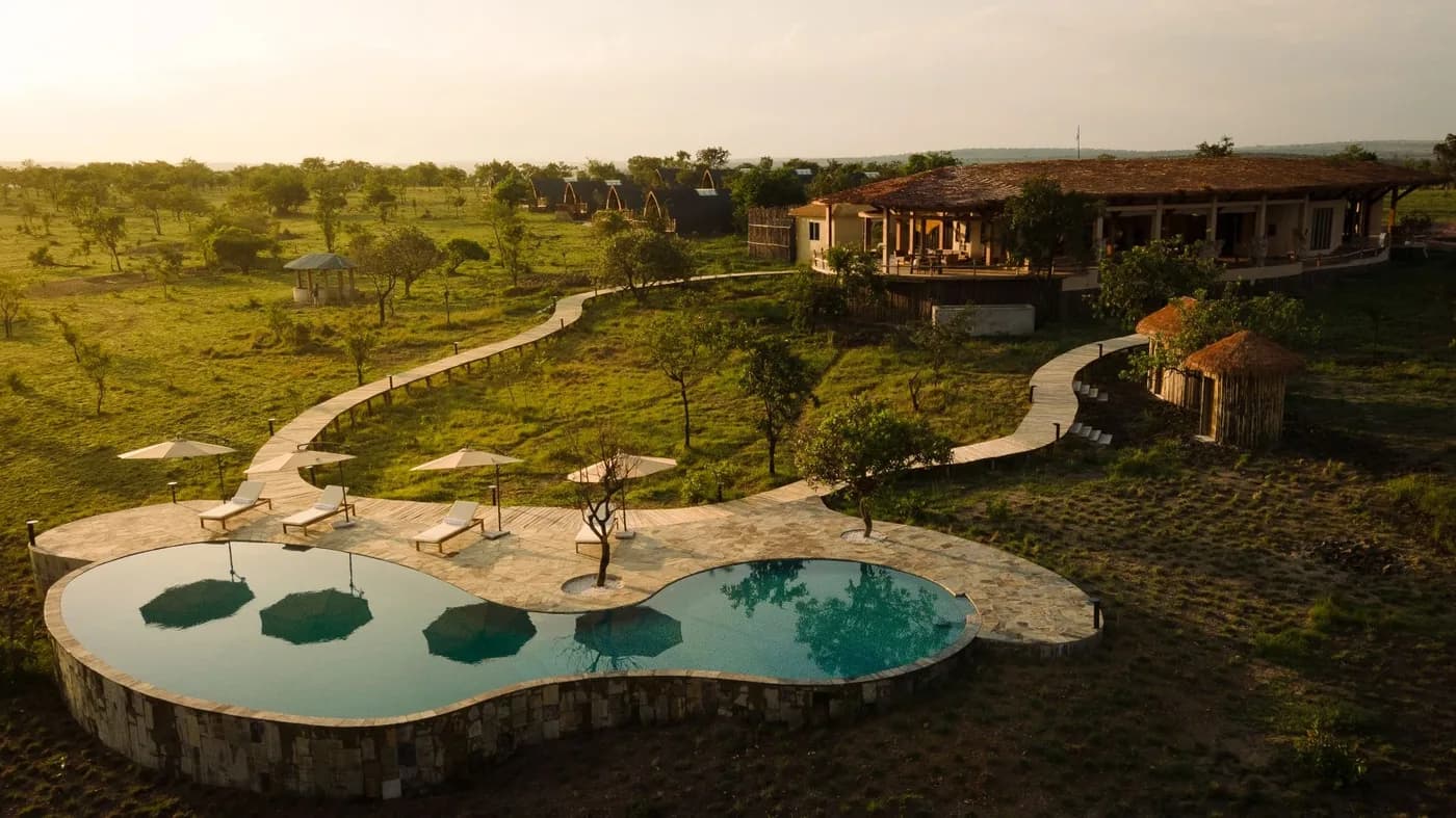Pool terraces from above