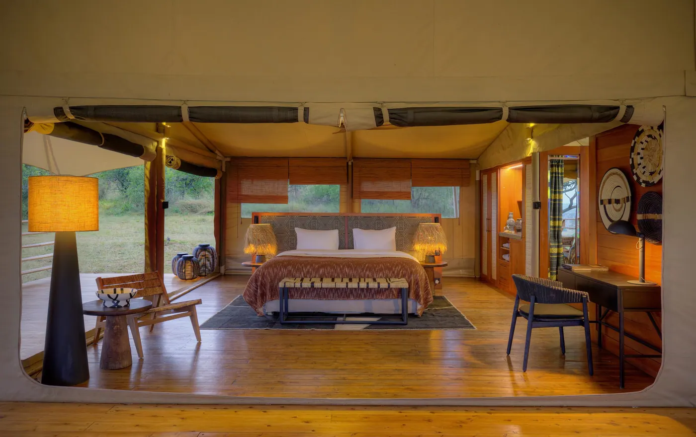 Bed in the tented suite