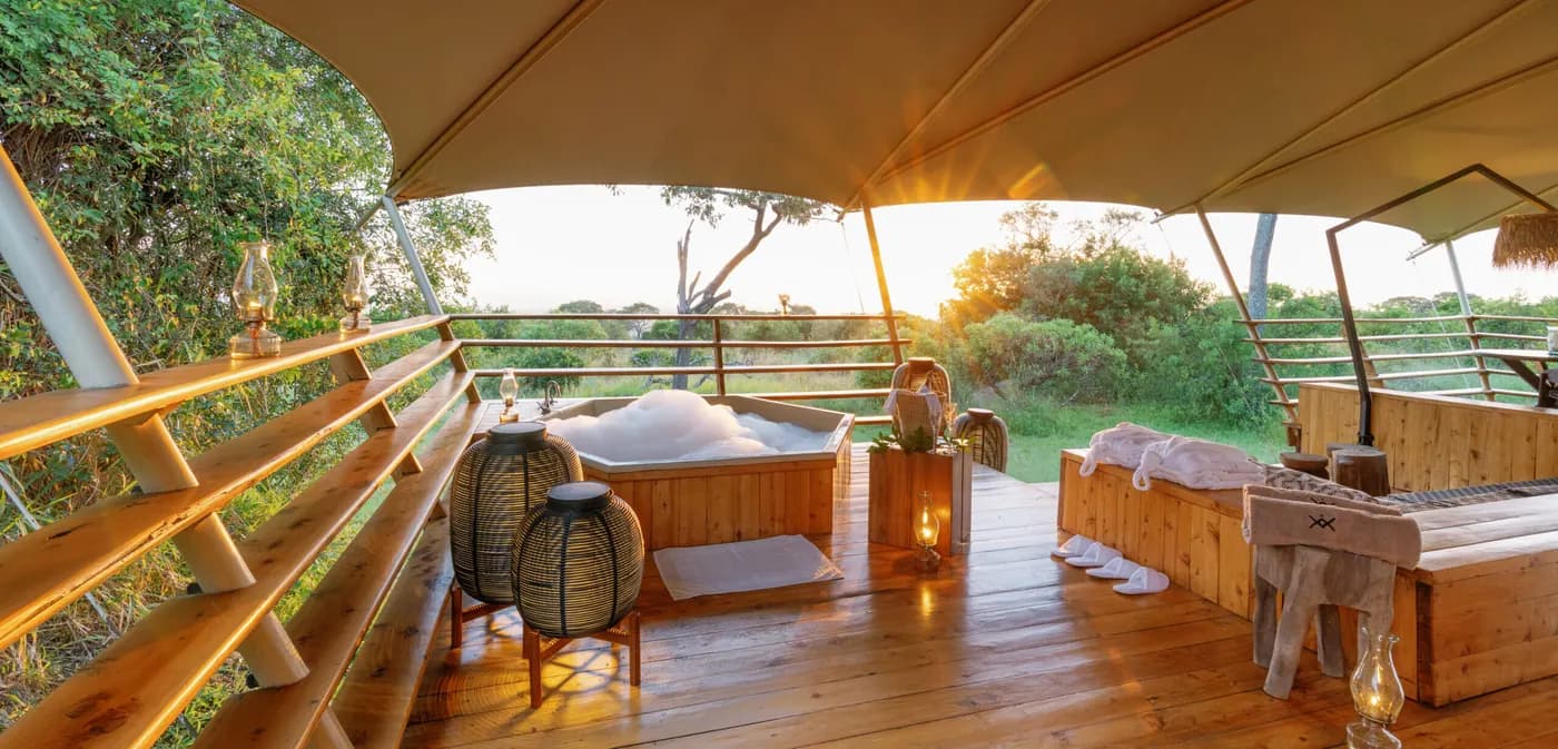 Hot tub at sunset