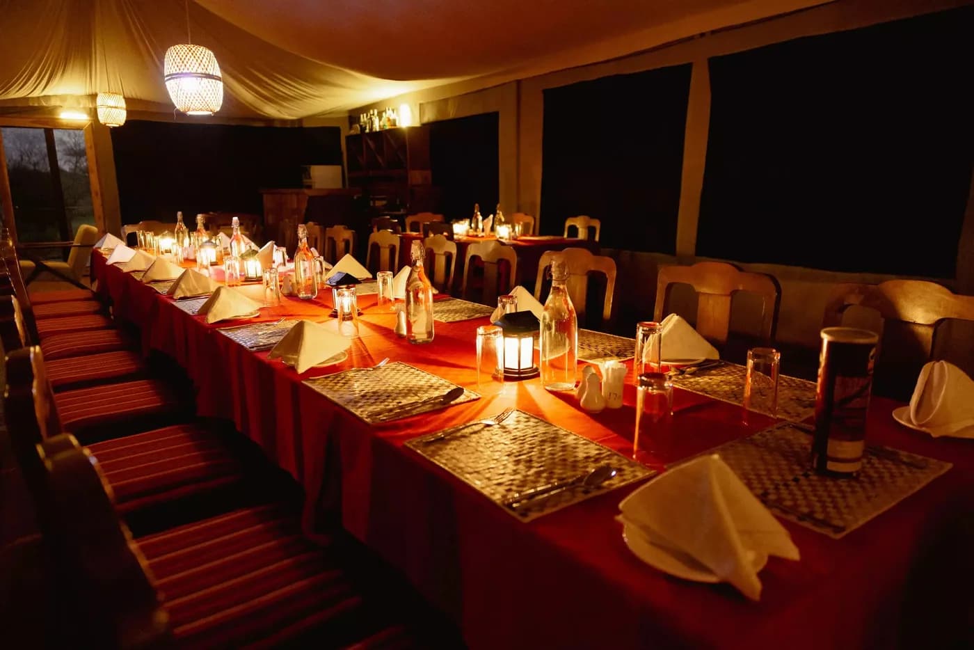 Dinner laid in the mess tent