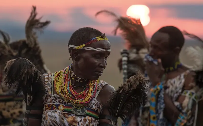 Maasai woman at sunset