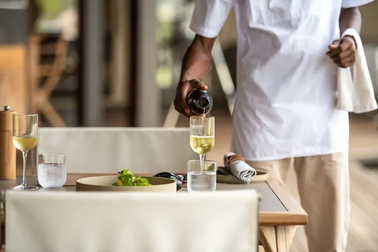 Wine poured at the table