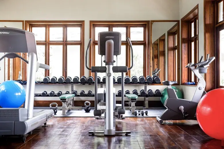 Fitness room looking onto the reserve
