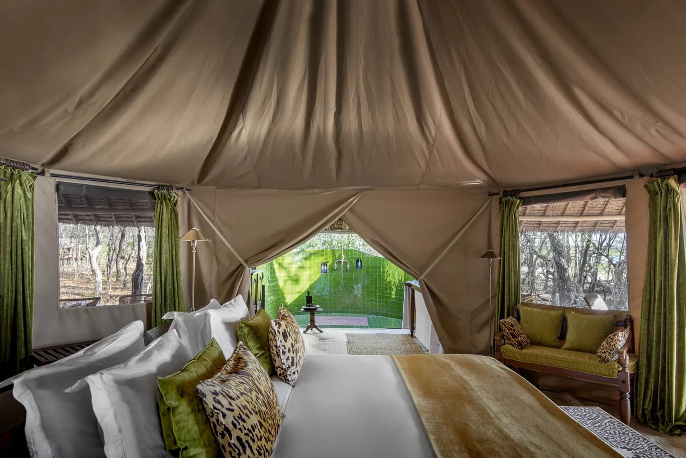 Bed in the tented suite