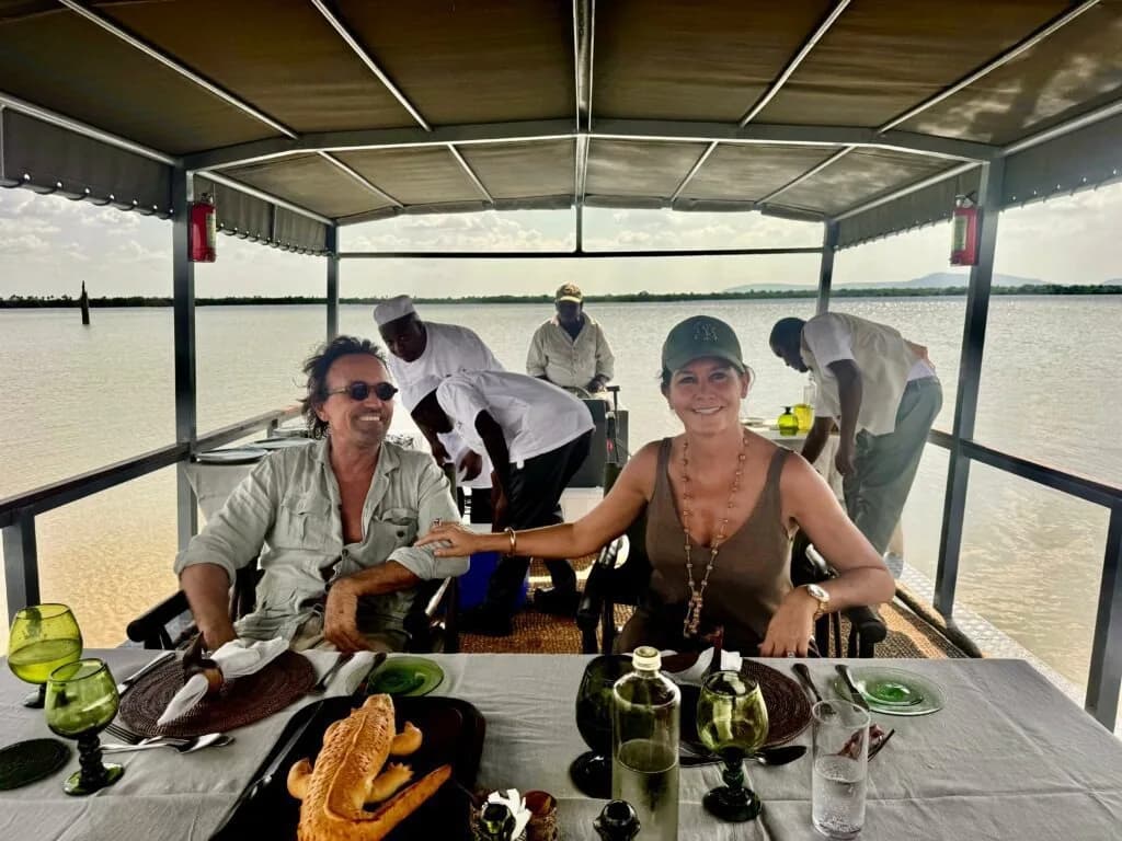 Lunch on a boat on the lake