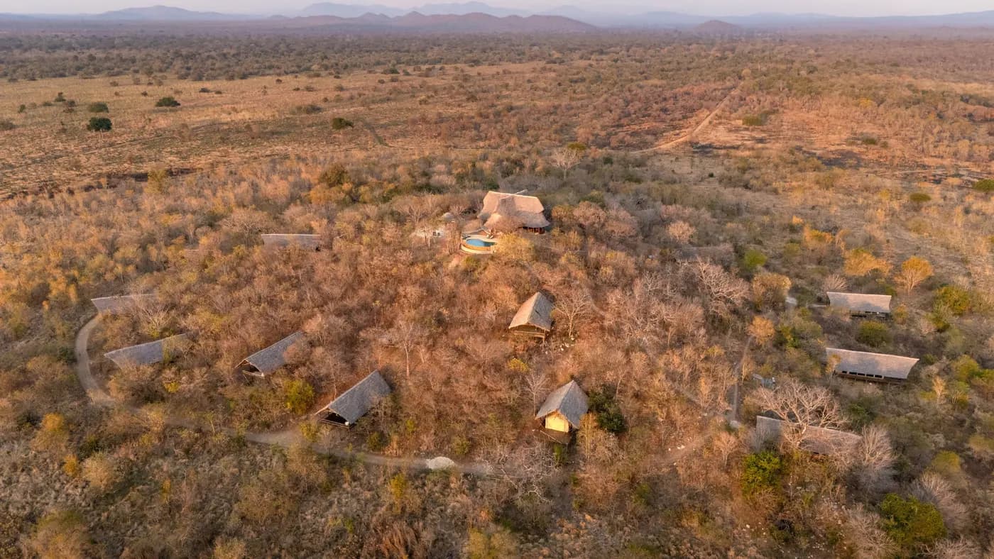 The camp on the Mkata plains from the air