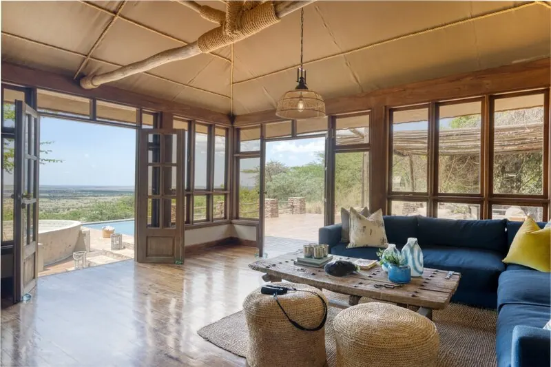 Glass-walled lounge