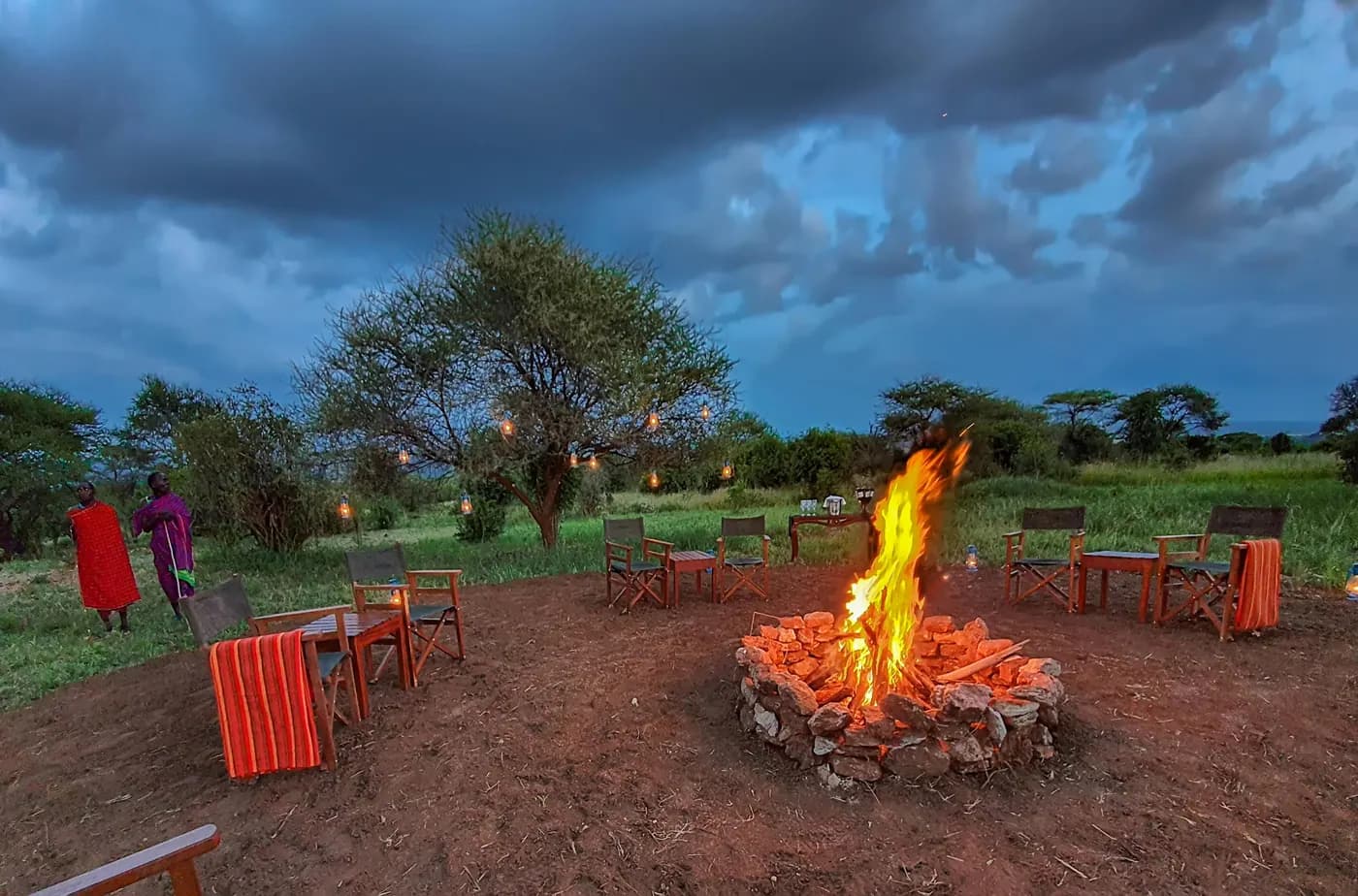 Fire pit at dusk