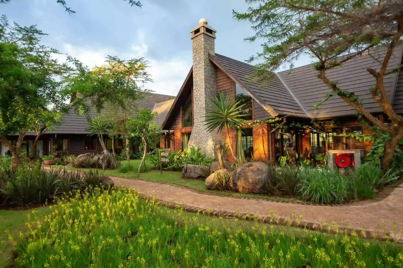 Lodge exterior and chimney