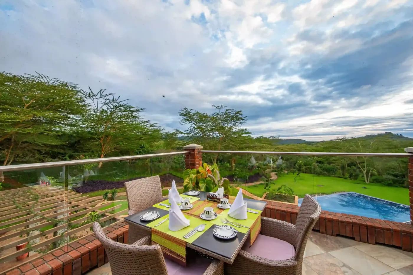 Terrace table laid for lunch