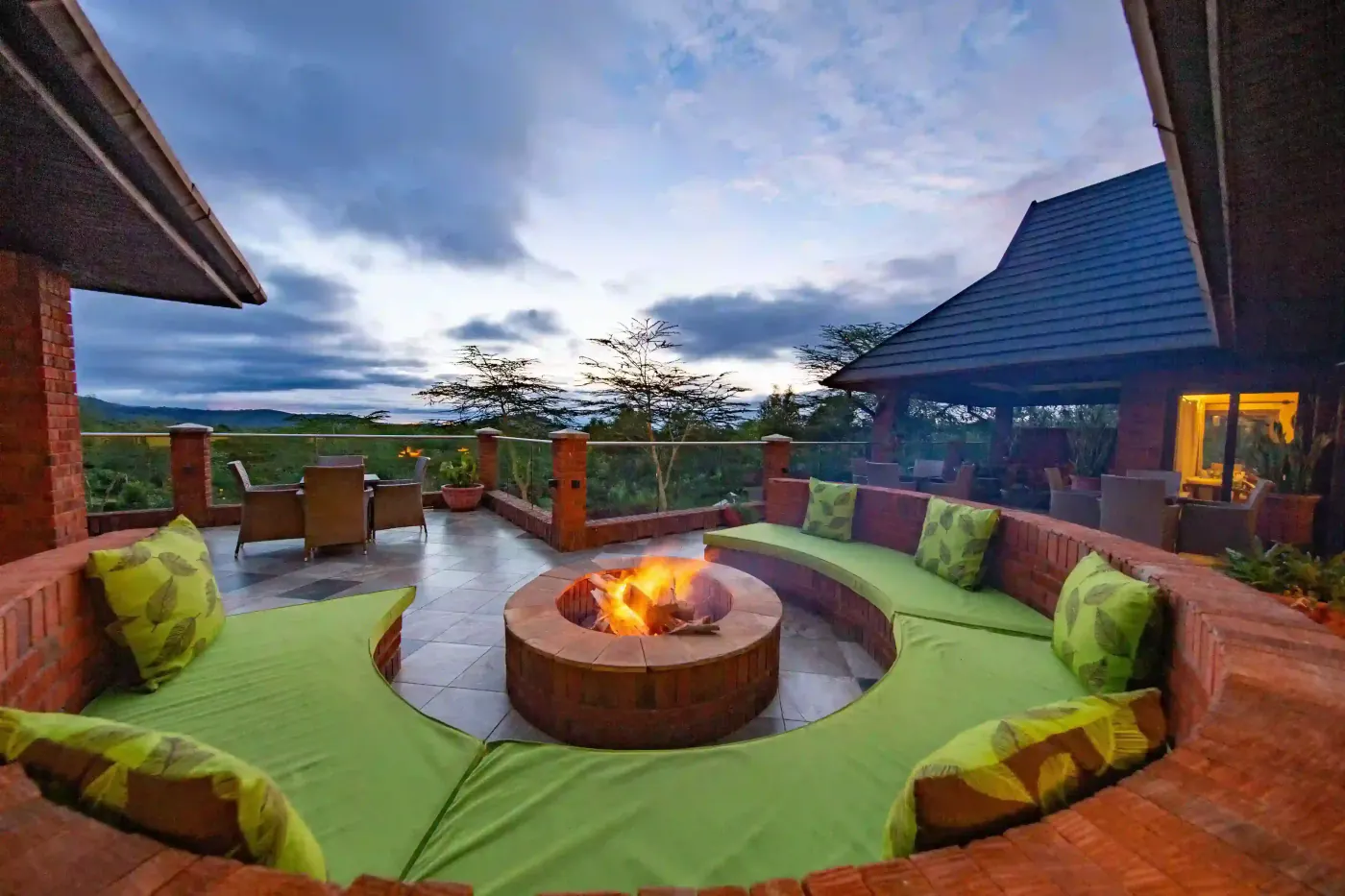 Sunken fire-pit seating