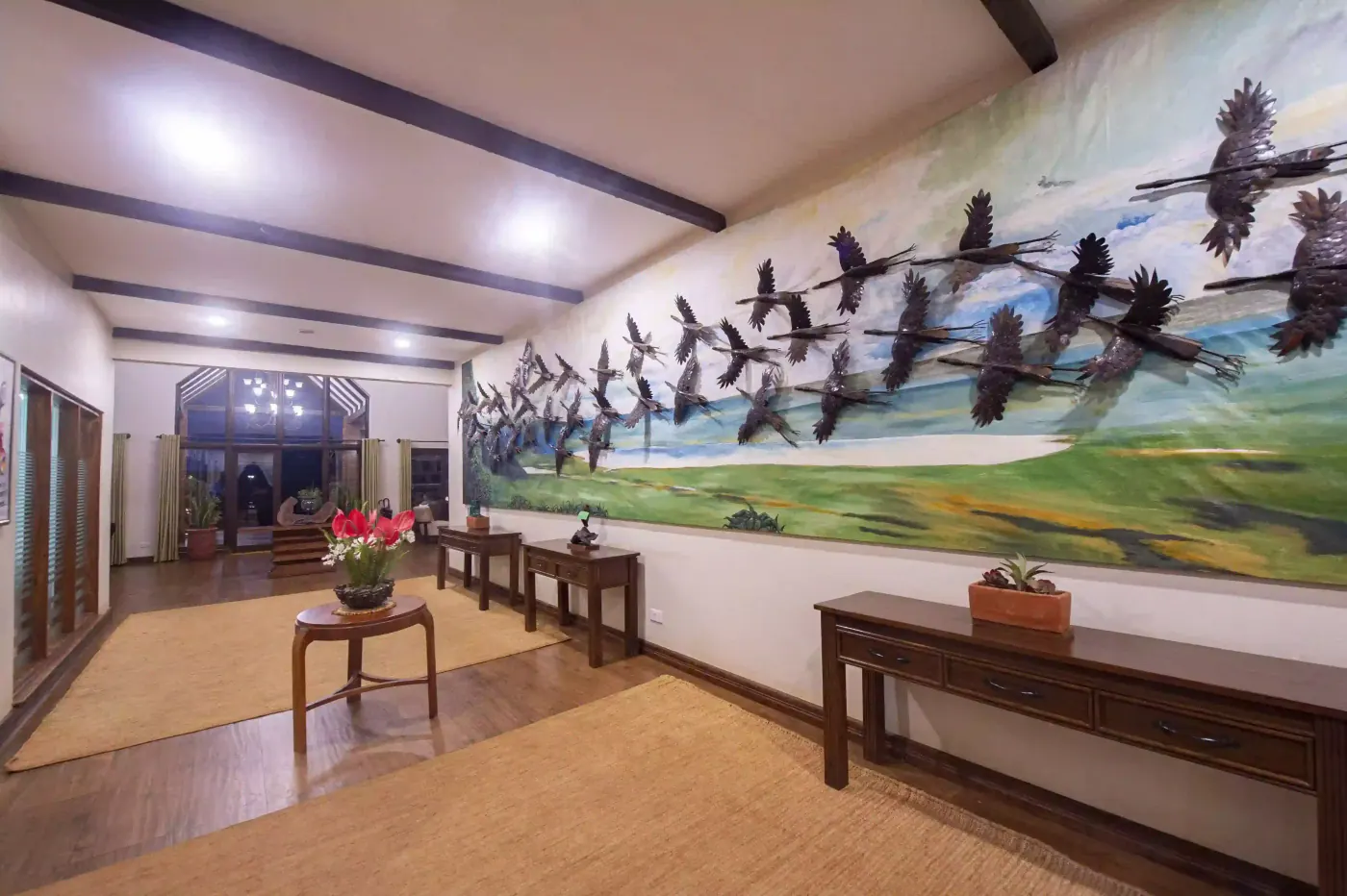 Corridor with the bird mural