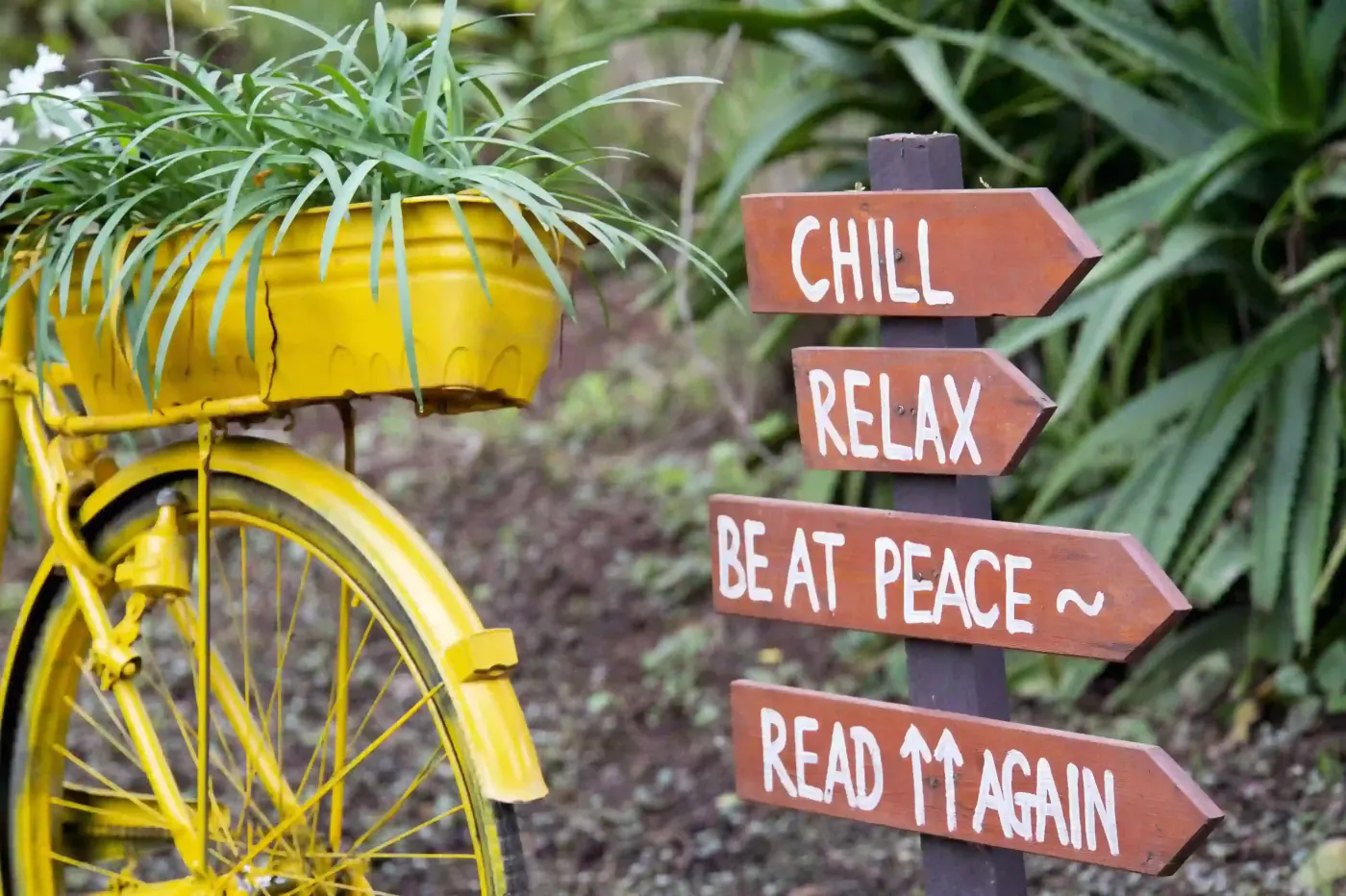 Signpost in the garden