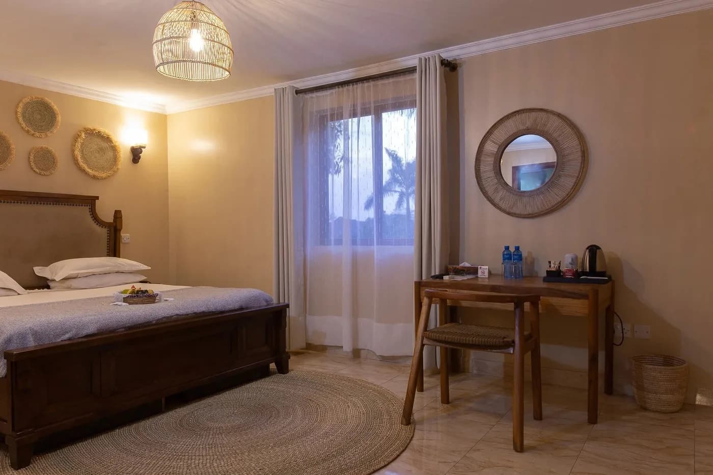 Room with a desk and garden window