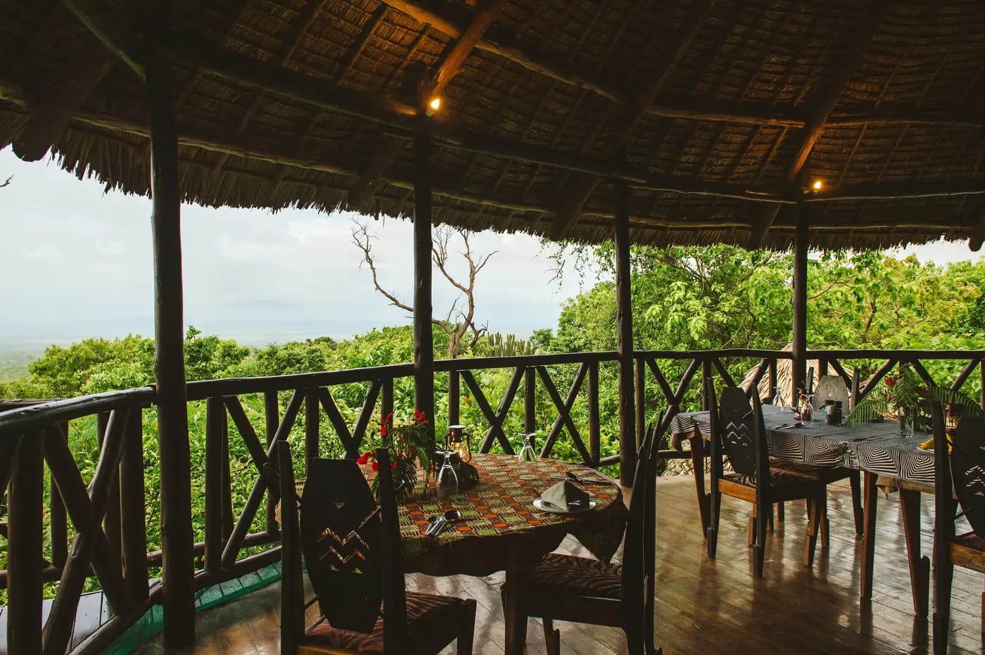 Dining deck overlooking the plains