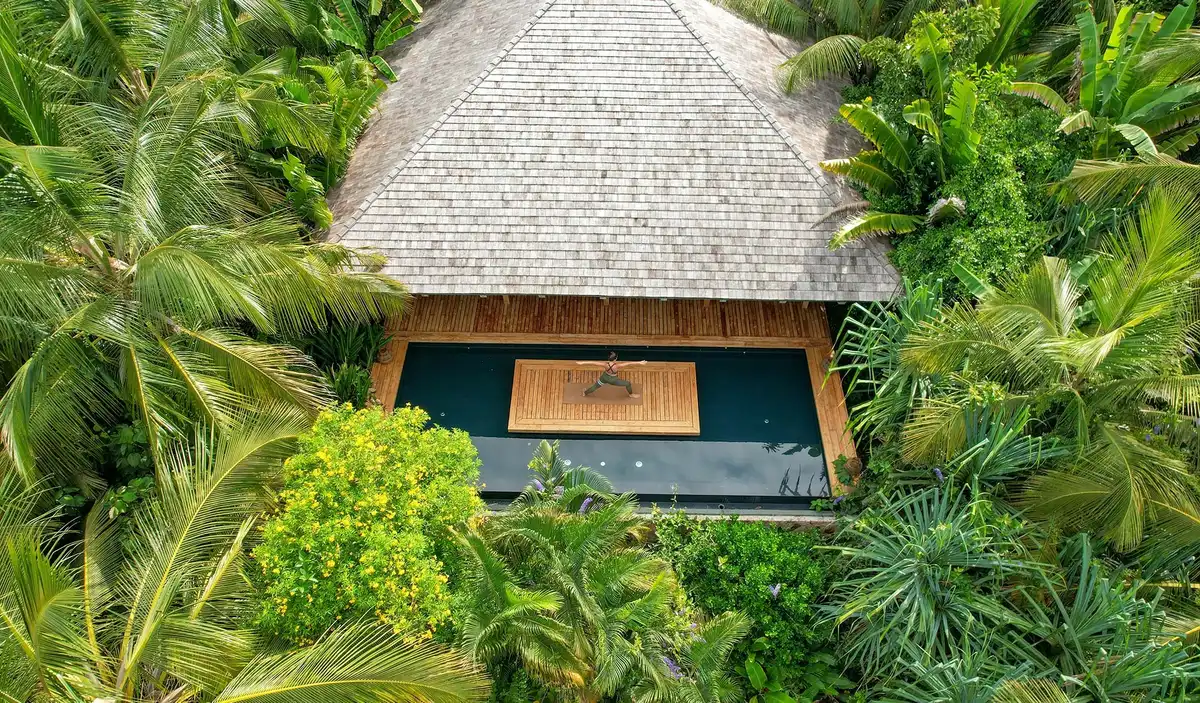The spa and plunge pool in the garden