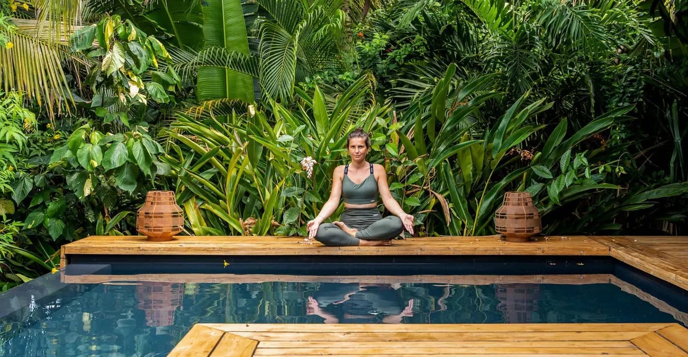 Meditation beside the pool