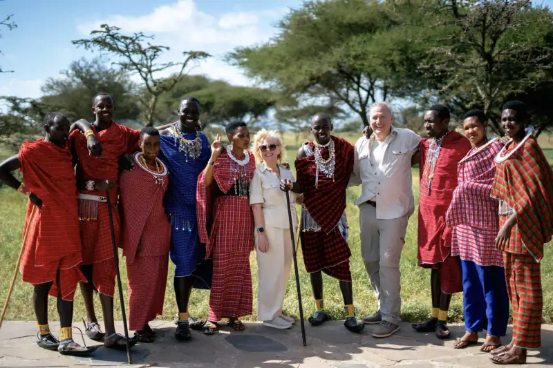 Group photo with Maasai warriors and guests