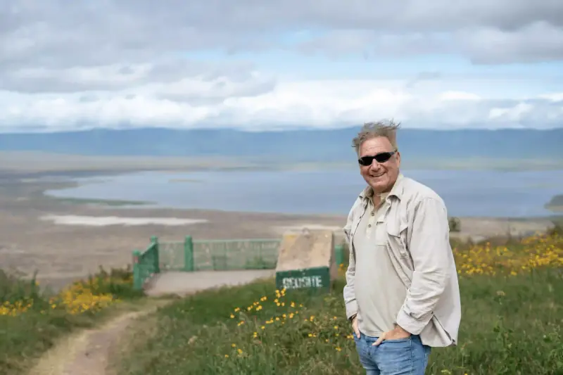 Man at Ngorongoro Crater rim overlook