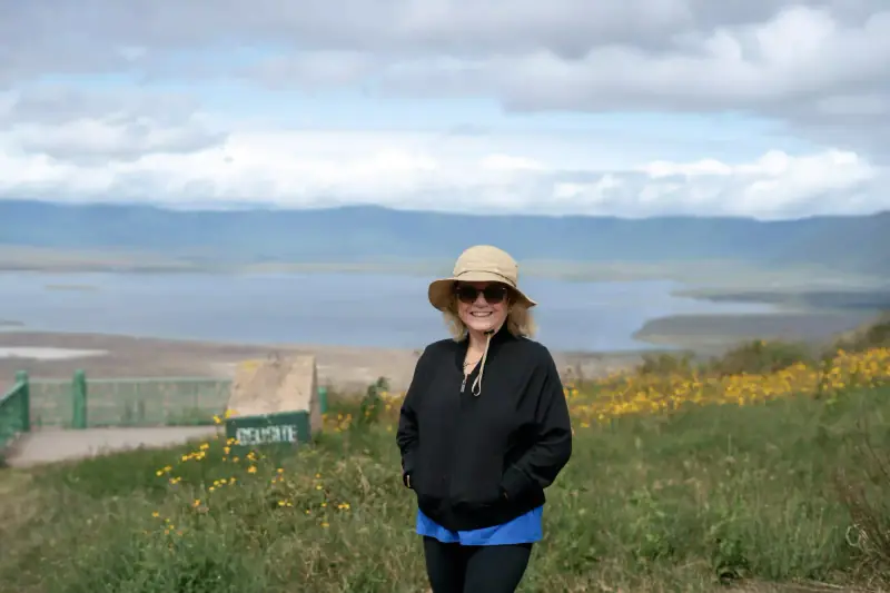 Woman at Ngorongoro Crater viewpoint