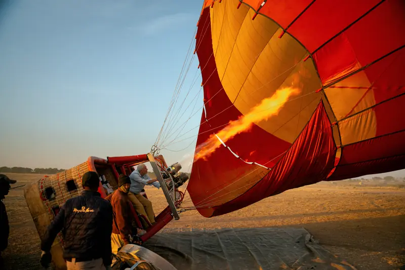 Burner firing into the balloon on its side