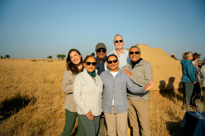 Fellow travellers posing after the balloon landing
