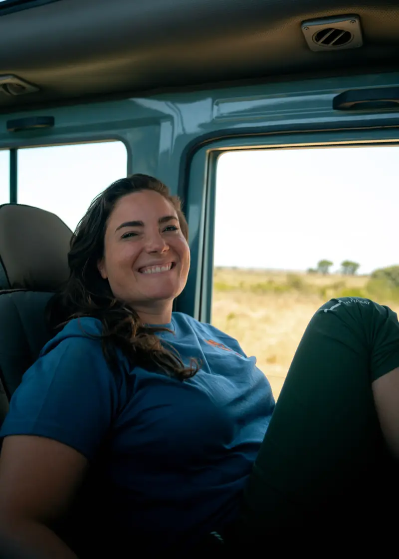 Guest relaxing in the vehicle after the flight