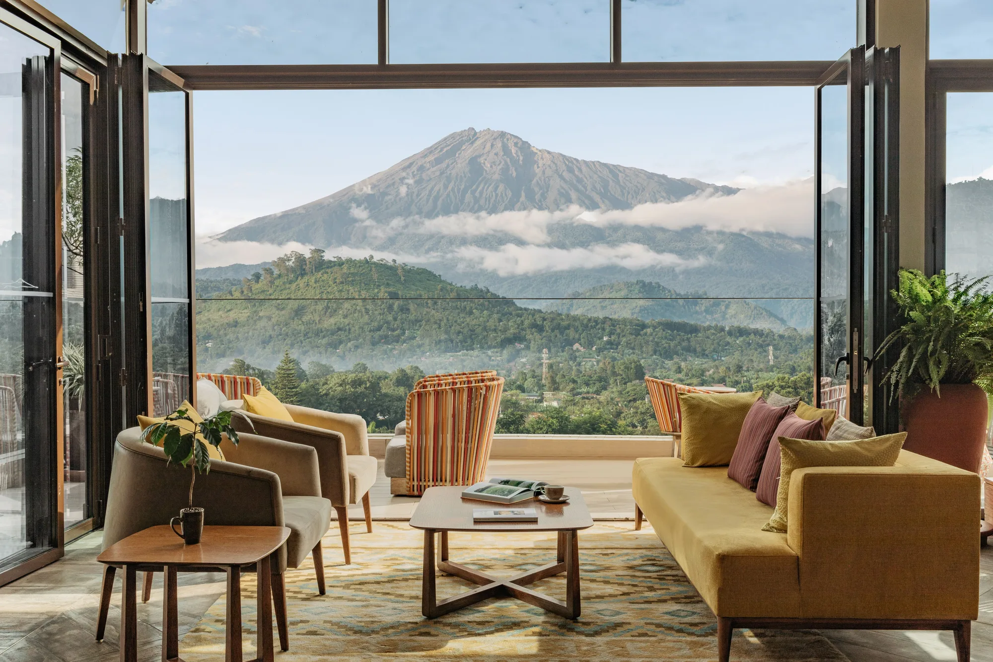Lounge facing Mount Meru